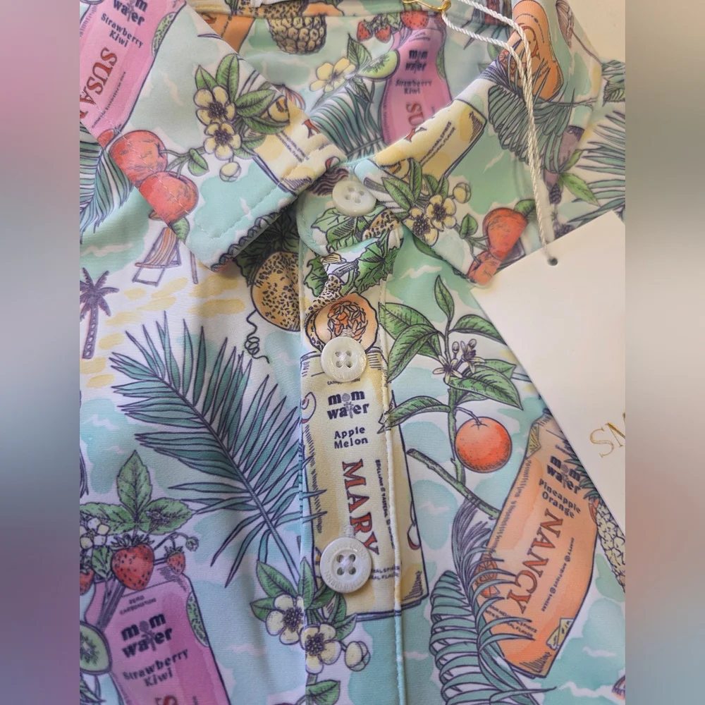 Smith & Quinn Custom Tropical Cocktail Print Shirt Small Resort Beach‎ Palm NWT - Picture 3 of 8